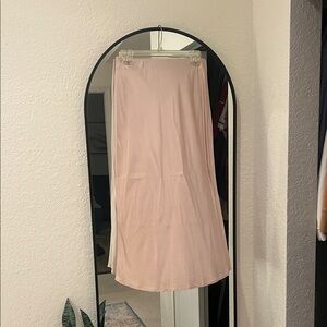 100% silk Women’s Blush Pink midi Skirt - Elegant Everyday Style